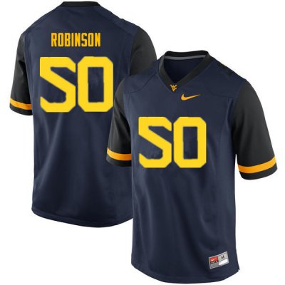 Men's West Virginia Mountaineers NCAA #50 Jabril Robinson Navy Authentic Nike Stitched College Football Jersey ED15E71YM